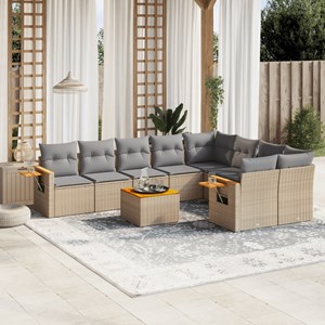 Maison exclusive - salon de jardin avec coussins 10 pcs beige résine tressée