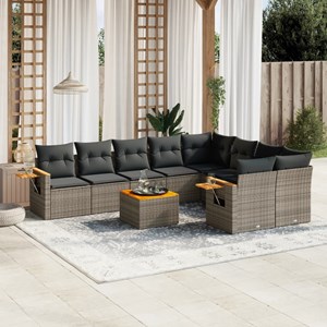 Maison exclusive - salon de jardin avec coussins 10 pcs gris résine tressée