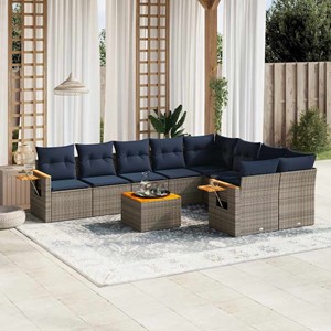 Maison exclusive - salon de jardin 10 pcs avec coussins gris résine tressée