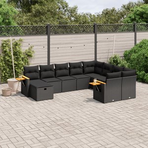 Maison exclusive - salon de jardin 10 pcs avec coussins noir résine tressée