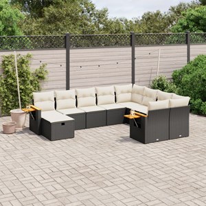Maison exclusive - salon de jardin 10 pcs avec coussins noir résine tressée