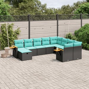 Maison exclusive - salon de jardin 10 pcs avec coussins noir résine tressée