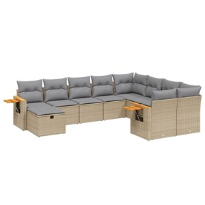 Maison exclusive - salon de jardin avec coussins 10 pcs beige résine tressée