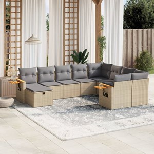 Maison exclusive - salon de jardin avec coussins 10 pcs beige résine tressée