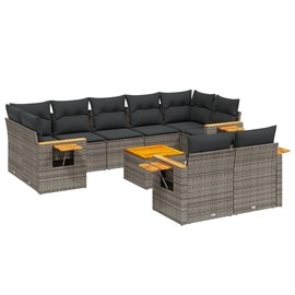 Maison exclusive - salon de jardin avec coussins 10 pcs gris résine tressée