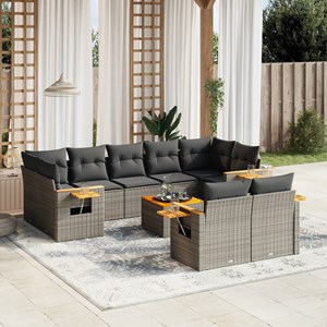 Maison exclusive - salon de jardin avec coussins 10 pcs gris résine tressée