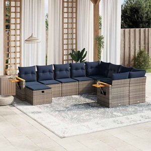 Maison exclusive - salon de jardin 10 pcs avec coussins gris résine tressée