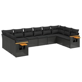 Maison exclusive - salon de jardin 10 pcs avec coussins noir résine tressée
