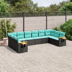 Maison exclusive - salon de jardin 10 pcs avec coussins noir résine tressée