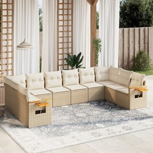 Maison exclusive - salon de jardin avec coussins 10 pcs beige résine tressée