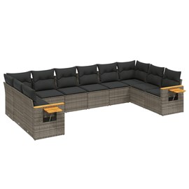 Maison exclusive - salon de jardin avec coussins 10 pcs gris résine tressée