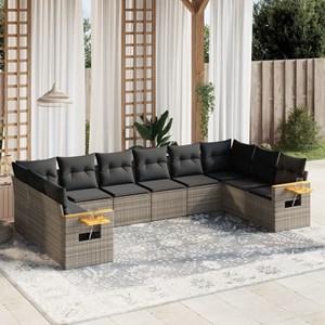 Maison exclusive - salon de jardin avec coussins 10 pcs gris résine tressée
