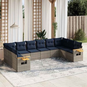 Maison exclusive - salon de jardin 10 pcs avec coussins gris résine tressée