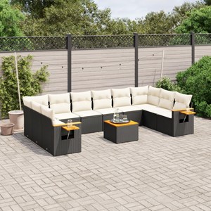 Maison exclusive - salon de jardin 11 pcs avec coussins noir résine tressée
