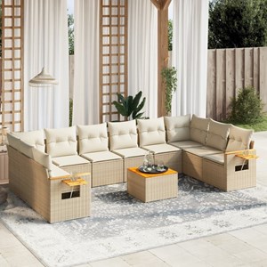 Maison exclusive - salon de jardin 11 pcs avec coussins beige résine tressée