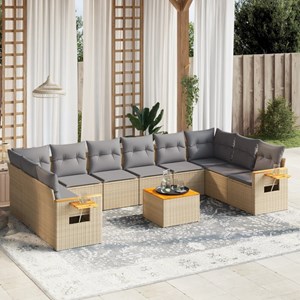 Maison exclusive - salon de jardin 11 pcs avec coussins beige résine tressée