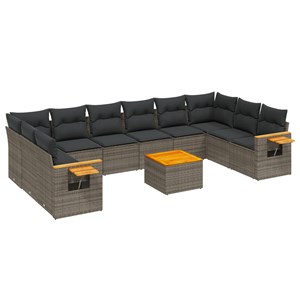 Maison exclusive - salon de jardin 11 pcs avec coussins gris résine tressée