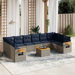 Maison exclusive - salon de jardin 11 pcs avec coussins gris résine tressée