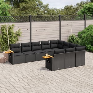 Maison exclusive - salon de jardin 10 pcs avec coussins noir résine tressée