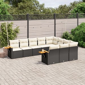 Maison exclusive - salon de jardin 10 pcs avec coussins noir résine tressée