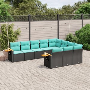 Maison exclusive - salon de jardin 10 pcs avec coussins noir résine tressée