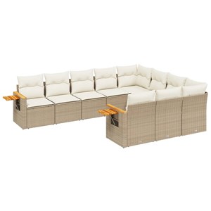Maison exclusive - salon de jardin avec coussins 10 pcs beige résine tressée