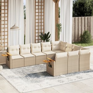 Maison exclusive - salon de jardin avec coussins 10 pcs beige résine tressée
