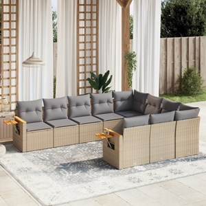 Maison exclusive - salon de jardin avec coussins 10 pcs beige résine tressée