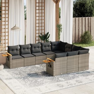 Maison exclusive - salon de jardin avec coussins 10 pcs gris résine tressée