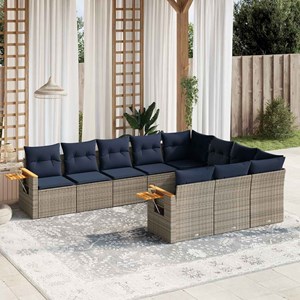Maison exclusive - salon de jardin 10 pcs avec coussins gris résine tressée
