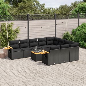 Maison exclusive - salon de jardin 11 pcs avec coussins noir résine tressée