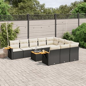 Maison exclusive - salon de jardin 11 pcs avec coussins noir résine tressée