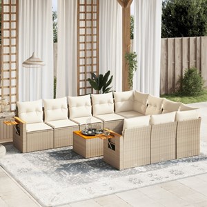 Maison exclusive - salon de jardin 11 pcs avec coussins beige résine tressée