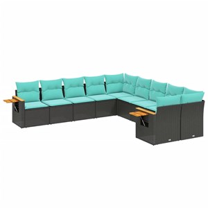 Maison exclusive - salon de jardin 10 pcs avec coussins noir résine tressée