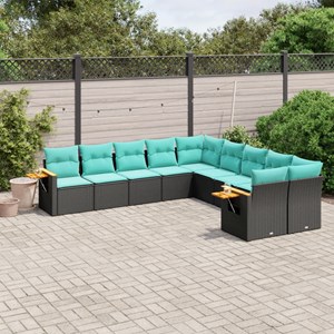 Maison exclusive - salon de jardin 10 pcs avec coussins noir résine tressée