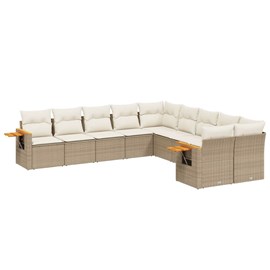 Maison exclusive - salon de jardin avec coussins 10 pcs beige résine tressée