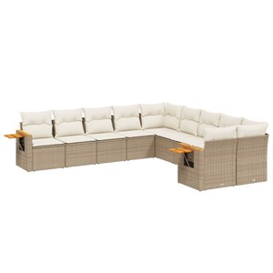 Maison exclusive - salon de jardin avec coussins 10 pcs beige résine tressée