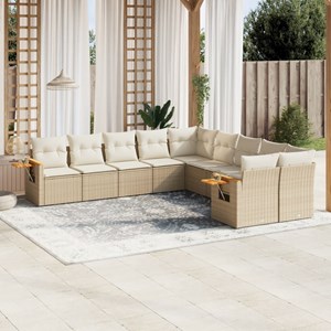 Maison exclusive - salon de jardin avec coussins 10 pcs beige résine tressée