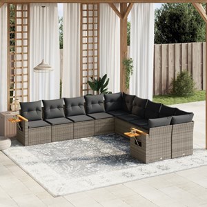 Maison exclusive - salon de jardin avec coussins 10 pcs gris résine tressée