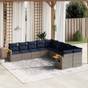 Maison exclusive - salon de jardin 10 pcs avec coussins gris résine tressée