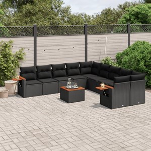 Maison exclusive - salon de jardin 11 pcs avec coussins noir résine tressée
