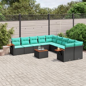Maison exclusive - salon de jardin 11 pcs avec coussins noir résine tressée