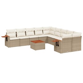 Maison exclusive - salon de jardin 11 pcs avec coussins beige résine tressée