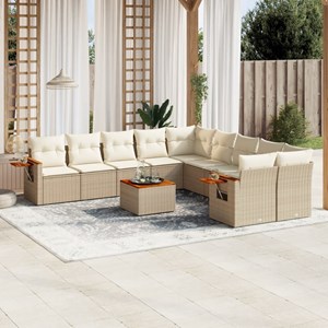 Maison exclusive - salon de jardin 11 pcs avec coussins beige résine tressée