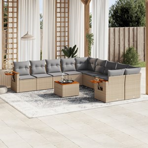 Maison exclusive - salon de jardin 11 pcs avec coussins beige résine tressée