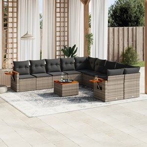 Maison exclusive - salon de jardin 11 pcs avec coussins gris résine tressée