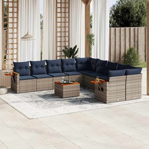 Maison exclusive - salon de jardin 11 pcs avec coussins gris résine tressée