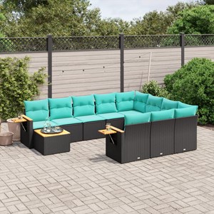 Maison exclusive - salon de jardin 11 pcs avec coussins noir résine tressée