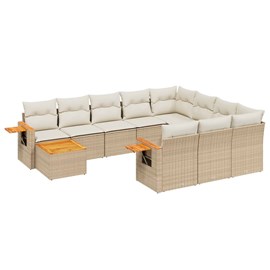 Maison exclusive - salon de jardin 11 pcs avec coussins beige résine tressée