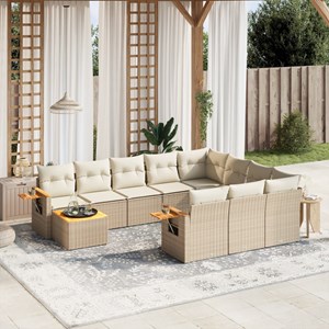 Maison exclusive - salon de jardin 11 pcs avec coussins beige résine tressée
